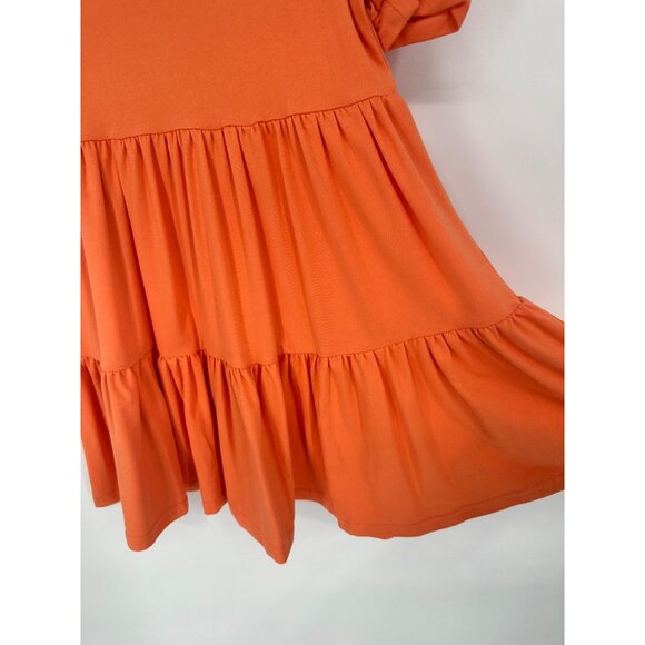 DotDotSmile Girls Solid Tangerine Orange Tier Dress Size 3/4 New With Tags - Picture 2 of 4